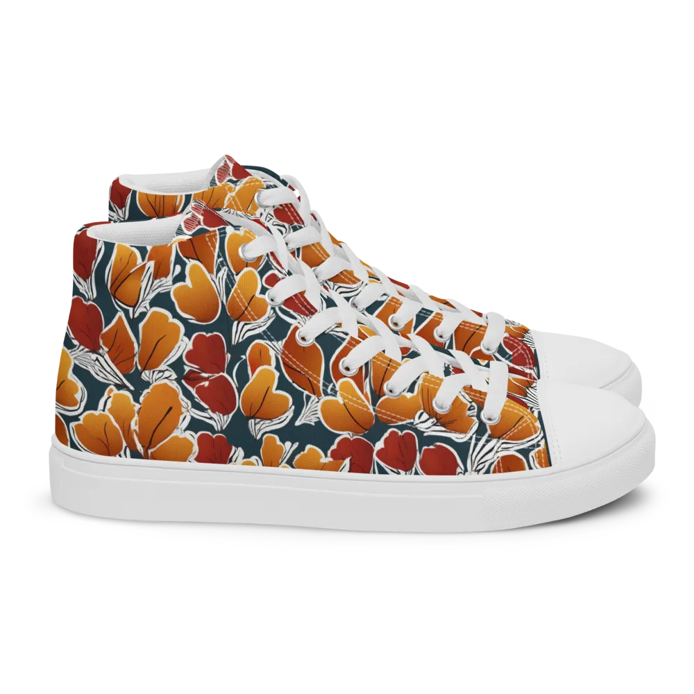 Ink-bloom Heatwave on Women's High Top Canvas Shoes — Right