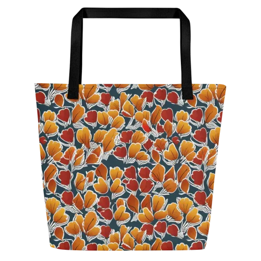 Ink-bloom Heatwave on a Large Tote Bag W/ Pocket