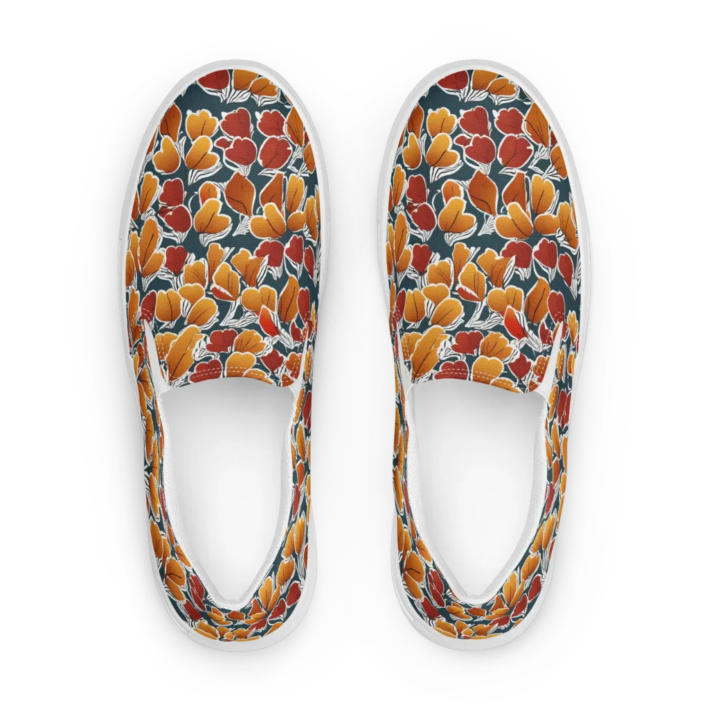 Ink-bloom Heatwave on Women's Slip-On Canvas Shoes — Front