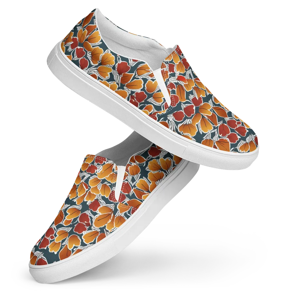 Ink-bloom Heatwave on Women's Slip-On Canvas Shoes — Front