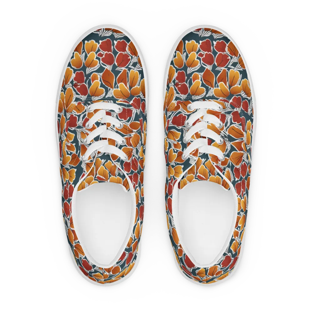 Ink-bloom Heatwave on Men's Lace-Up Canvas Shoes — Front