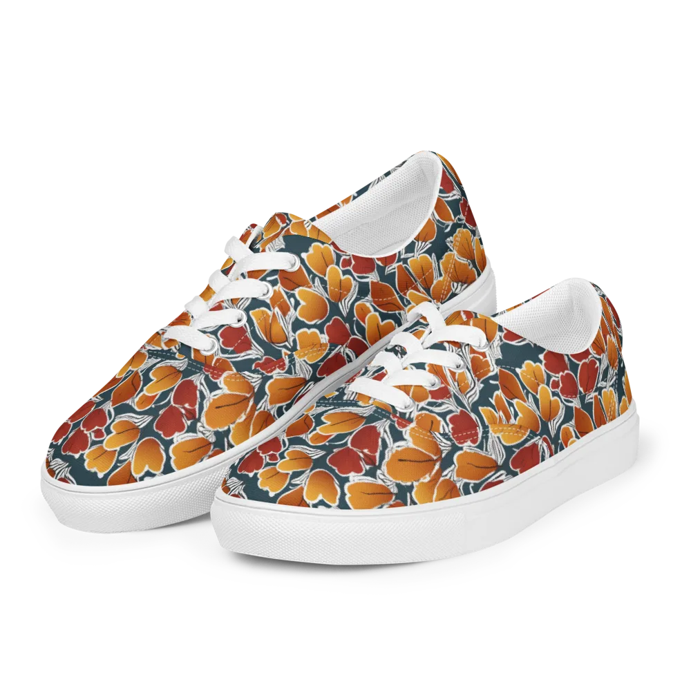 Ink-bloom Heatwave on Men's Lace-Up Canvas Shoes — Left Front