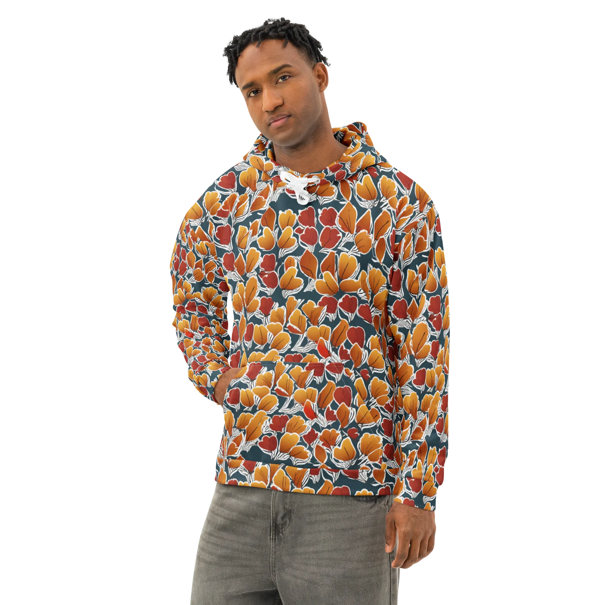 Ink-bloom Heatwave on Cotton Hoodie — Left Front