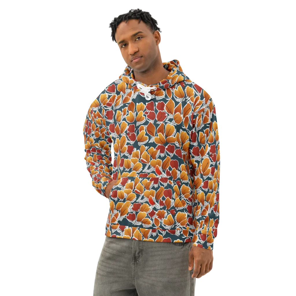 Ink-bloom Heatwave on Cotton Hoodie — Left Front