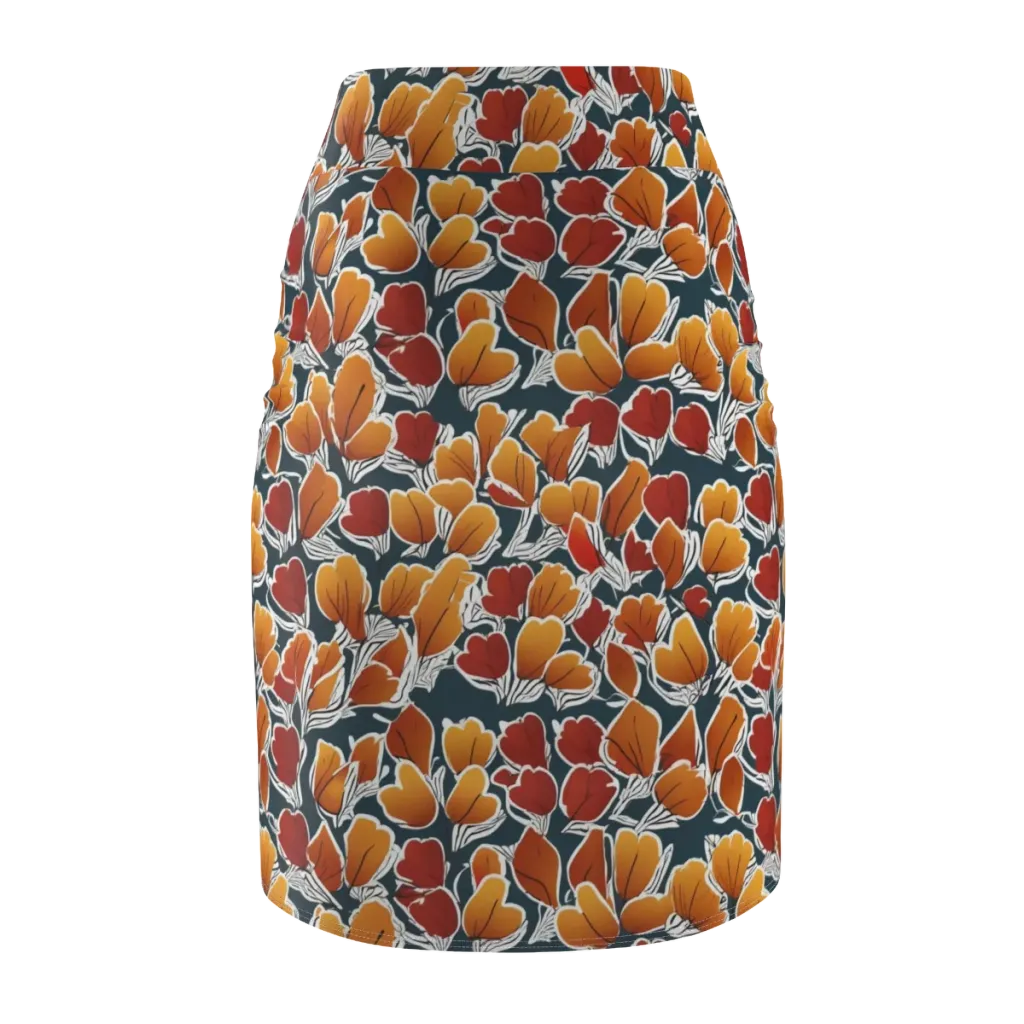 Ink-bloom Heatwave on Pencil Skirt — Back