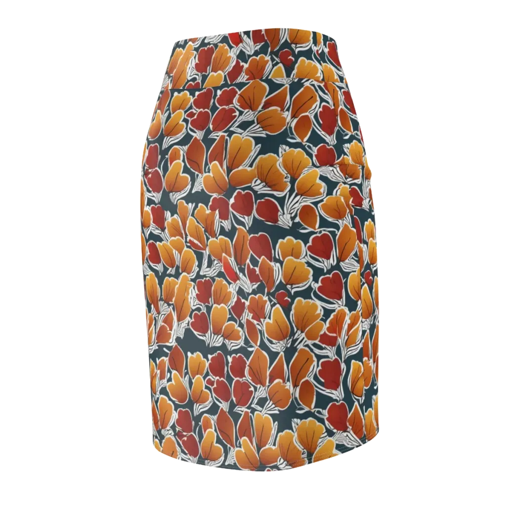 Ink-bloom Heatwave on Pencil Skirt — Back Side