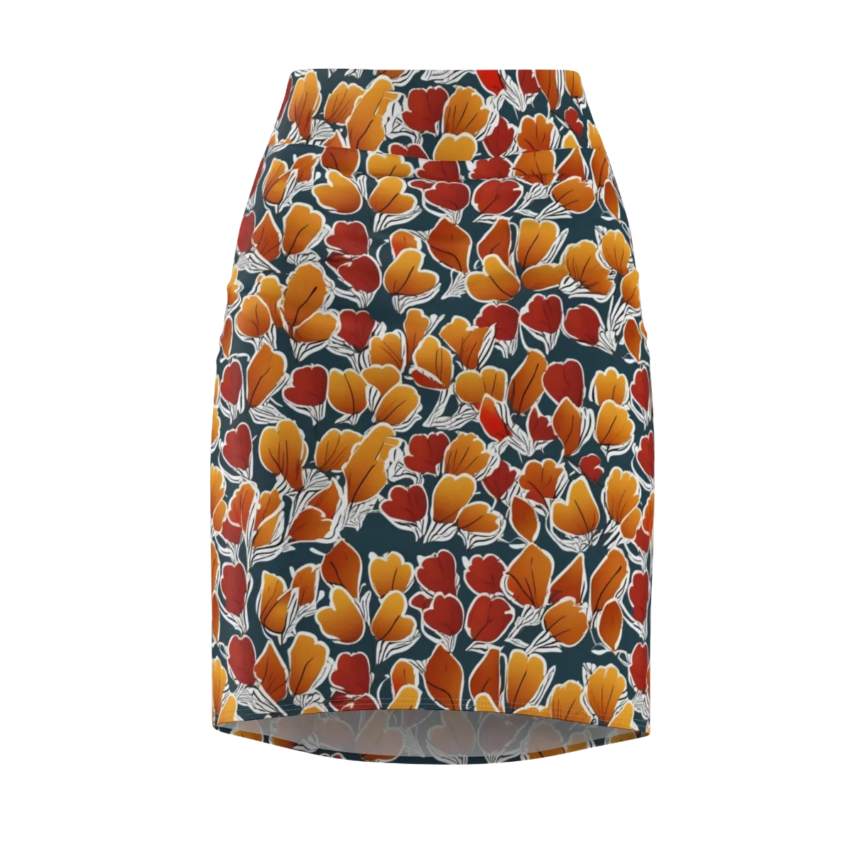 Ink-bloom Heatwave on Pencil Skirt — Front