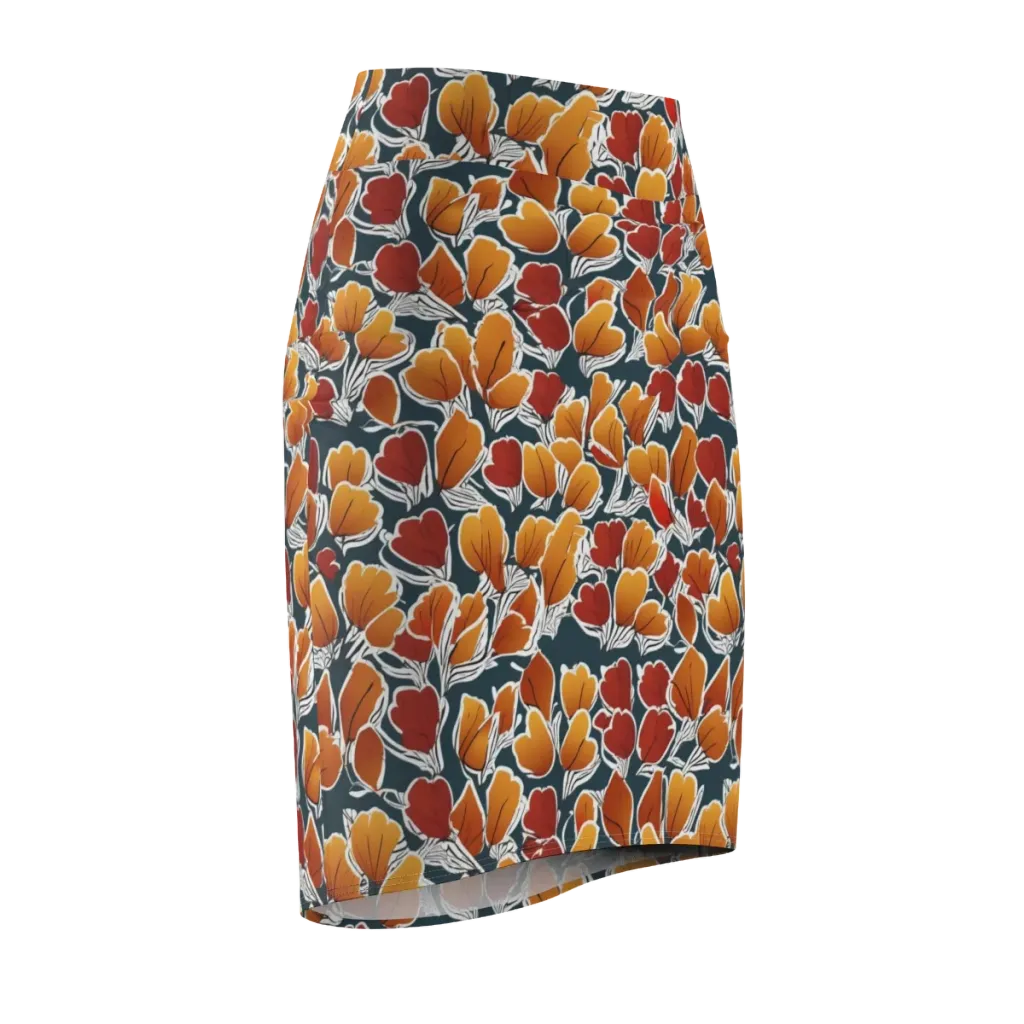 Ink-bloom Heatwave on Pencil Skirt — Front Side