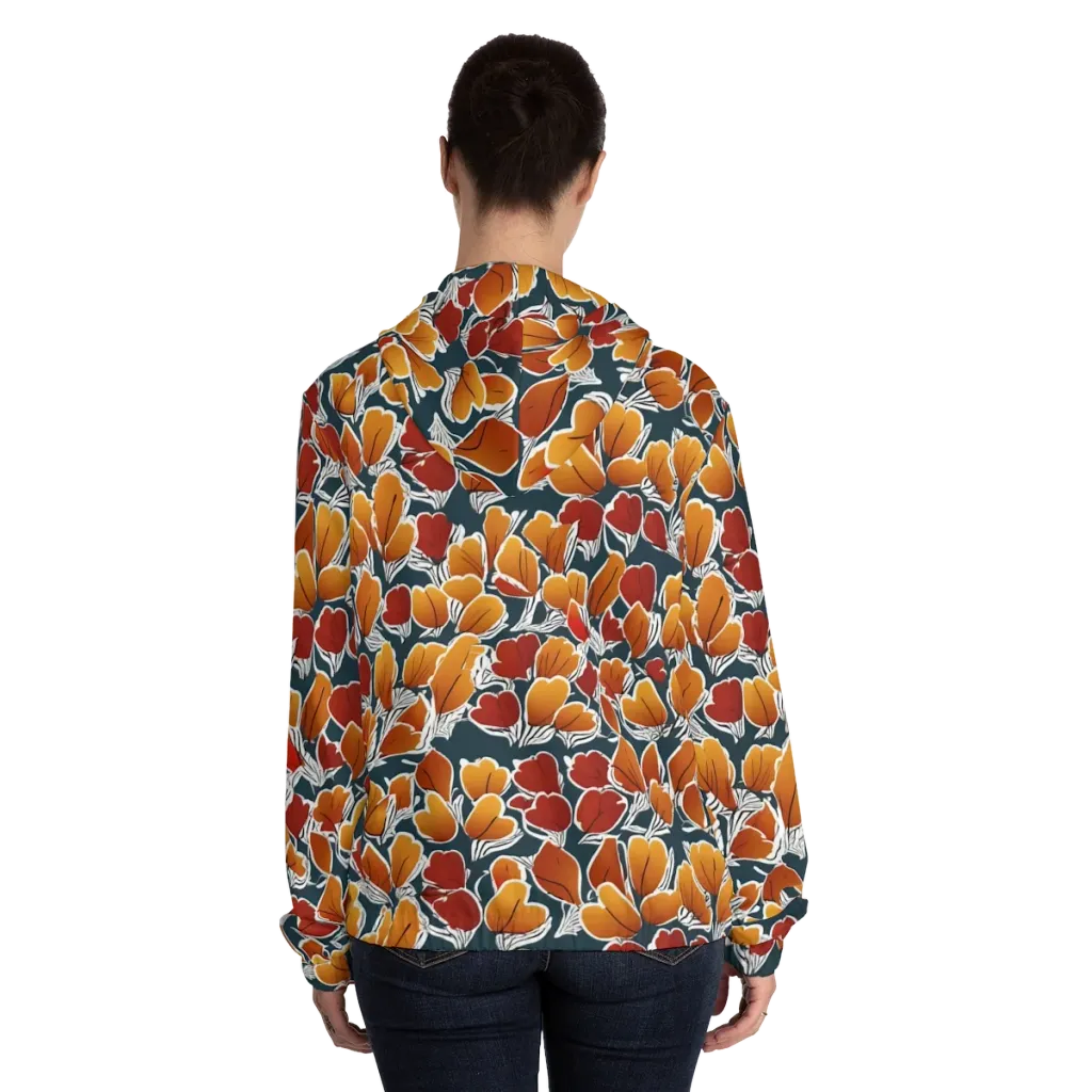 Ink-bloom Heatwave on Women's Full-Zip Hoodie — Back On Person