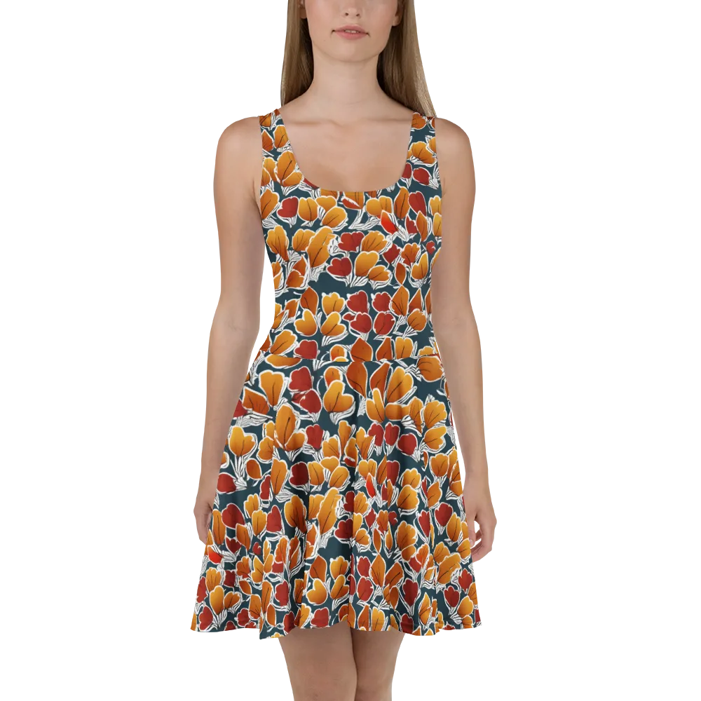 Ink-bloom Heatwave on Skater Dress — Front