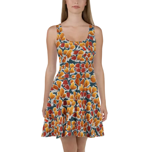 Ink-bloom Heatwave on a Skater Dress