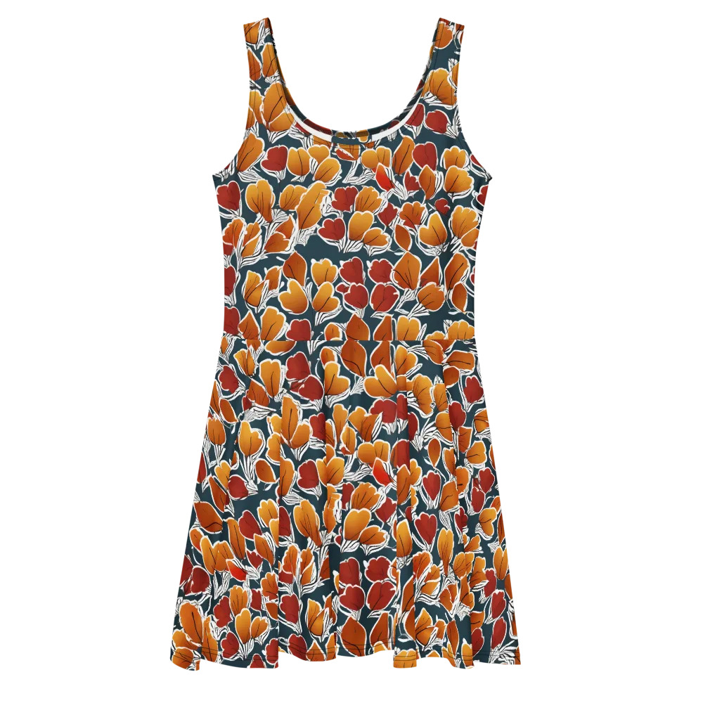 Ink-bloom Heatwave on Skater Dress — Front