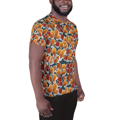 Ink-bloom Heatwave on a Men's Athletic T-Shirt