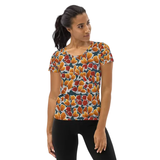 Ink-bloom Heatwave on a Women's Athletic T-Shirt