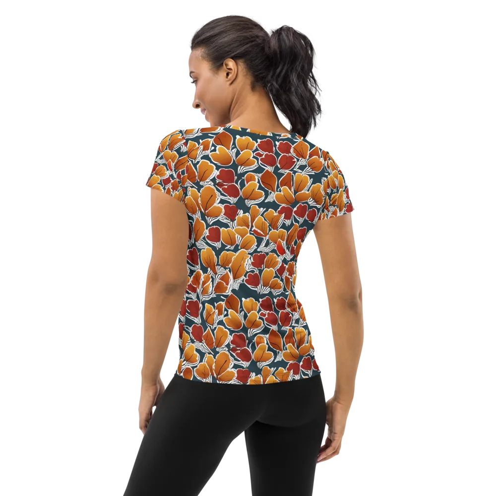 Ink-bloom Heatwave on Women's Athletic T-Shirt — Back