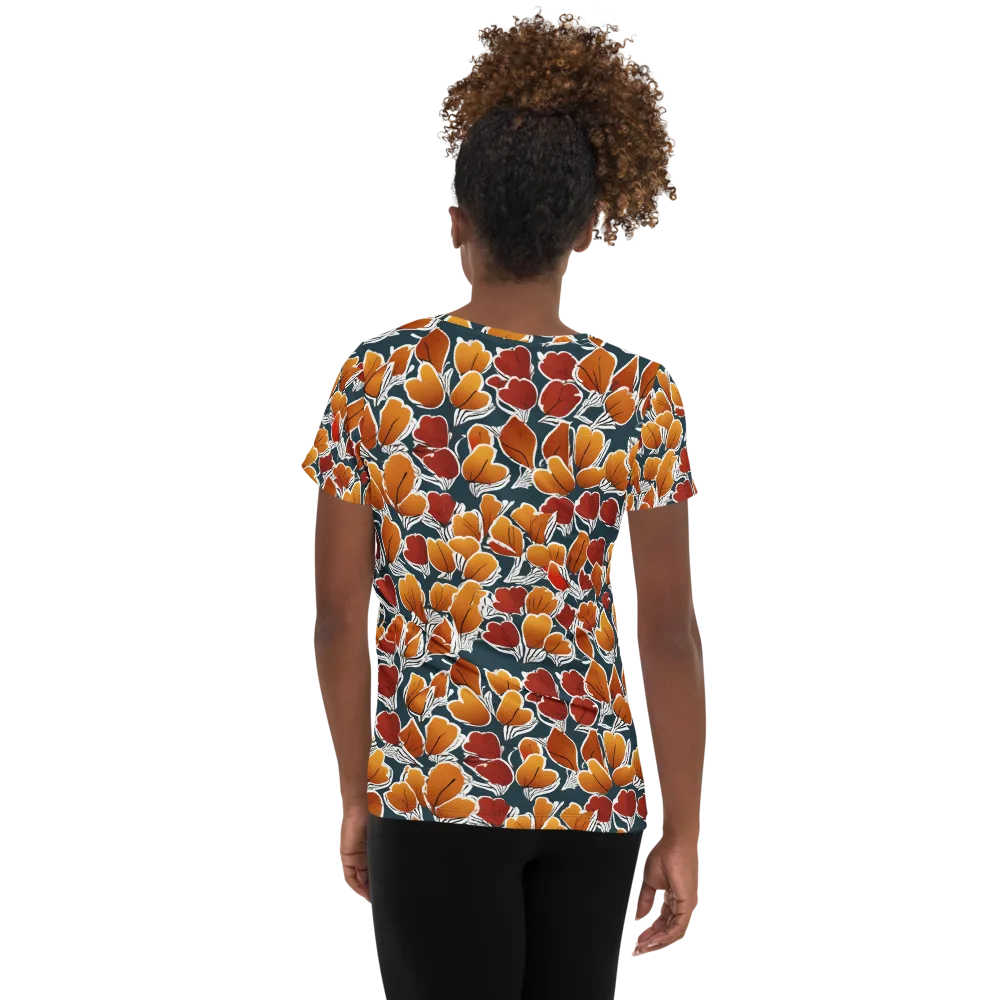 Ink-bloom Heatwave on Women's Athletic T-Shirt — Back