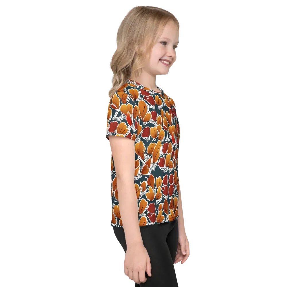 Ink-bloom Heatwave on Kids Crew Neck T-Shirt — Right