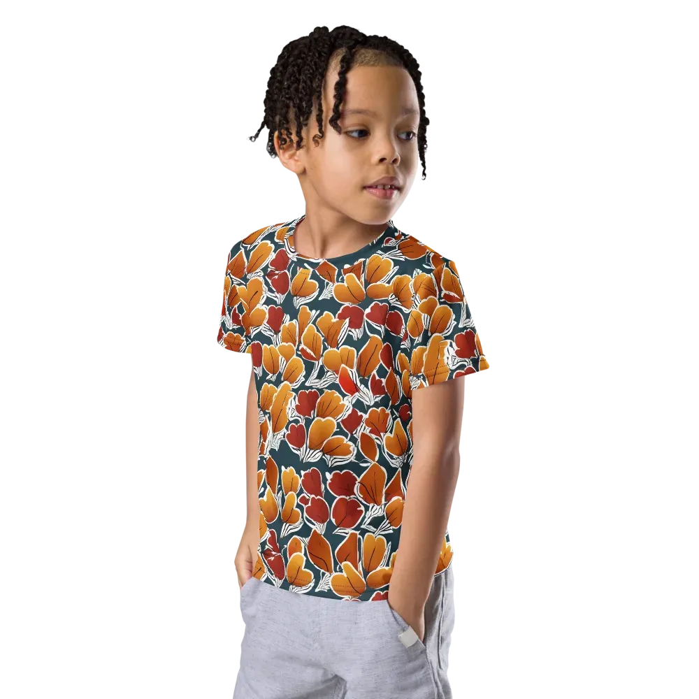 Ink-bloom Heatwave on Kids Crew Neck T-Shirt — Left Front