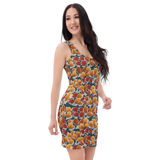 Ink-bloom Heatwave on a Bodycon Dress