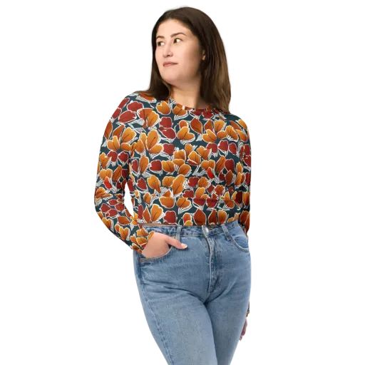 Ink-bloom Heatwave on a Long Sleeve Crop Top