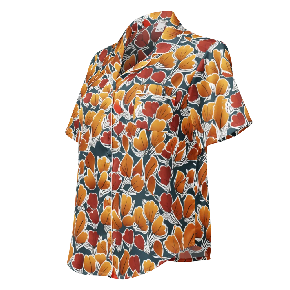 Ink-bloom Heatwave on Women's Short Sleeve Pajama Top — Left Front