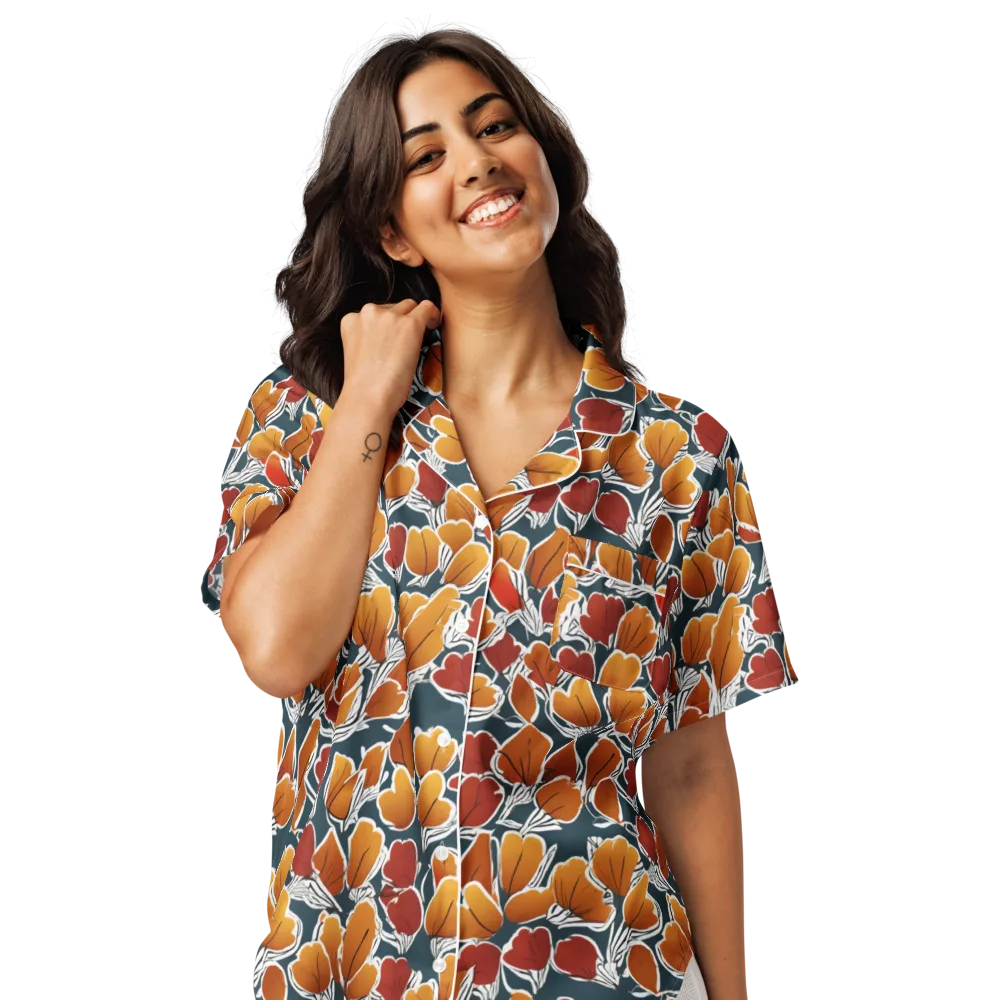 Ink-bloom Heatwave on Women's Short Sleeve Pajama Top — Front