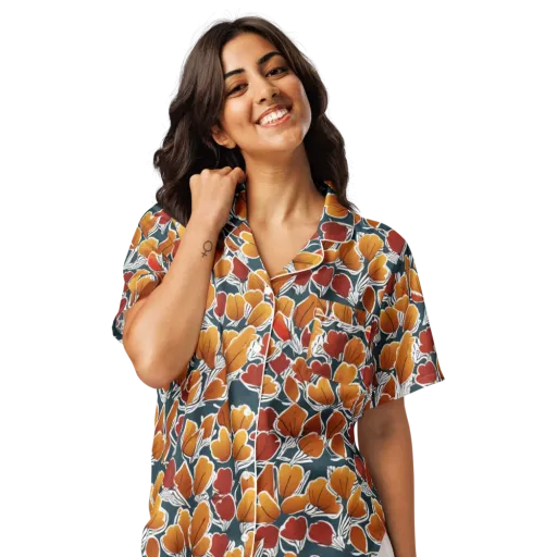 Ink-bloom Heatwave on a Women's Short Sleeve Pajama Top