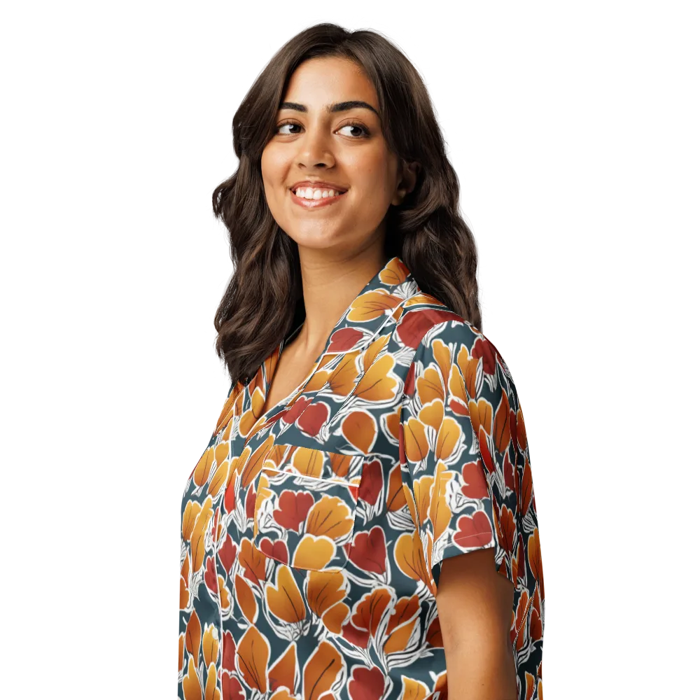 Ink-bloom Heatwave on Women's Short Sleeve Pajama Top — Left Front