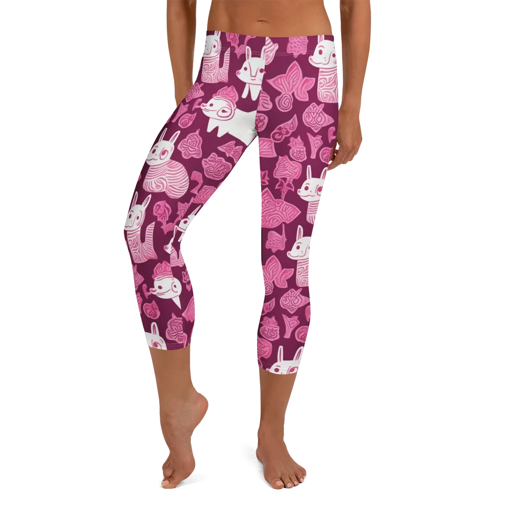Pink Arcade on Capri Leggings — Front