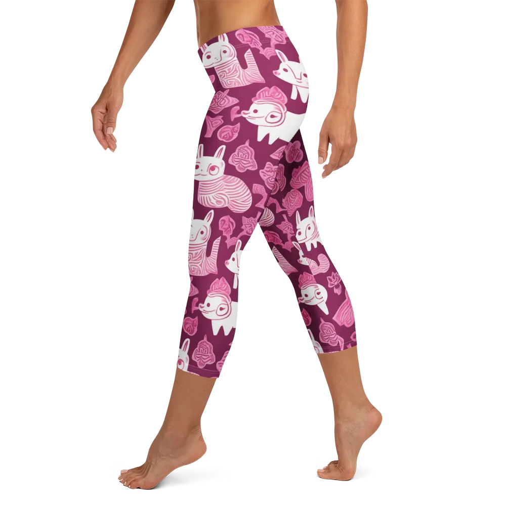 Pink Arcade on Capri Leggings — Left