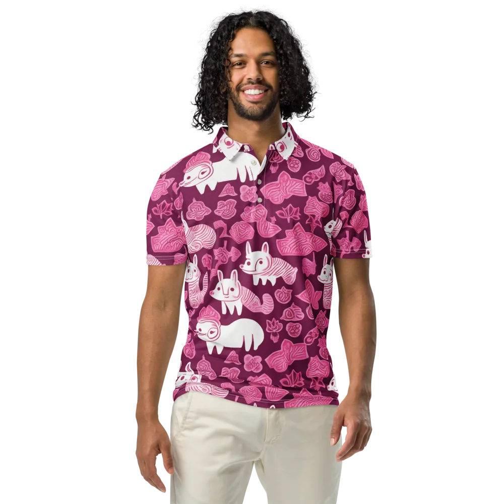 Pink Arcade on Men's Slim Fit Polo Shirt — Front