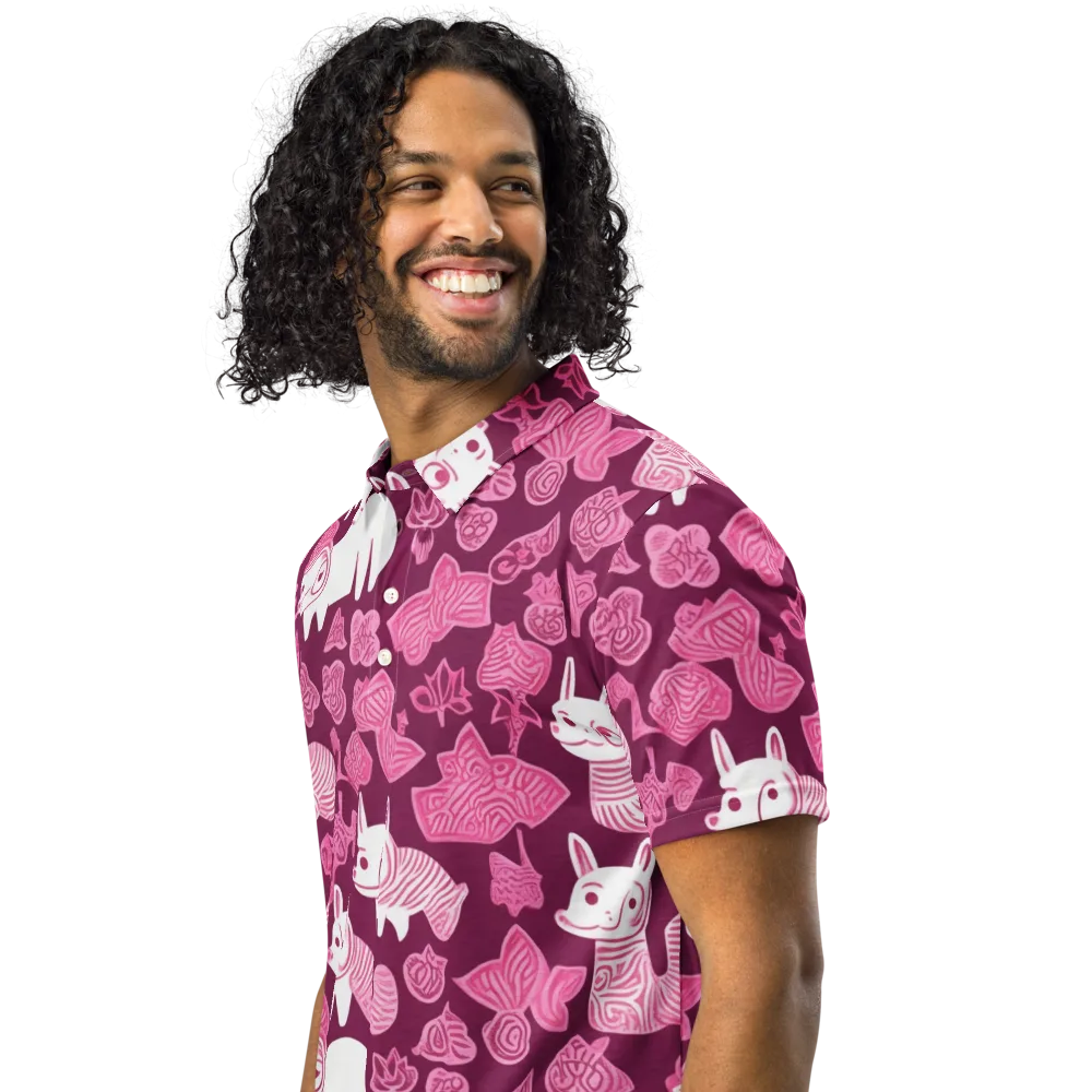 Pink Arcade on Men's Slim Fit Polo Shirt — Left Front