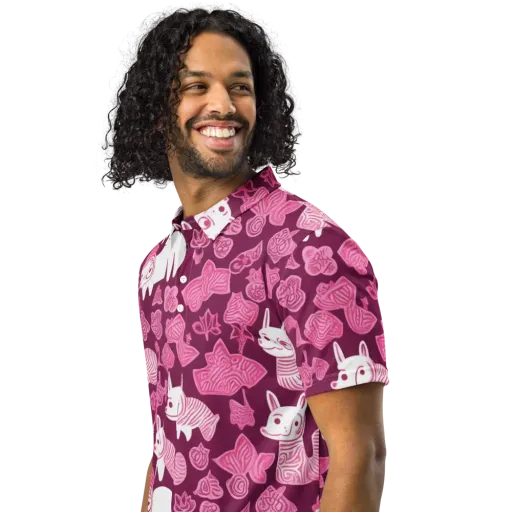 Pink Arcade on a Men's Slim Fit Polo Shirt