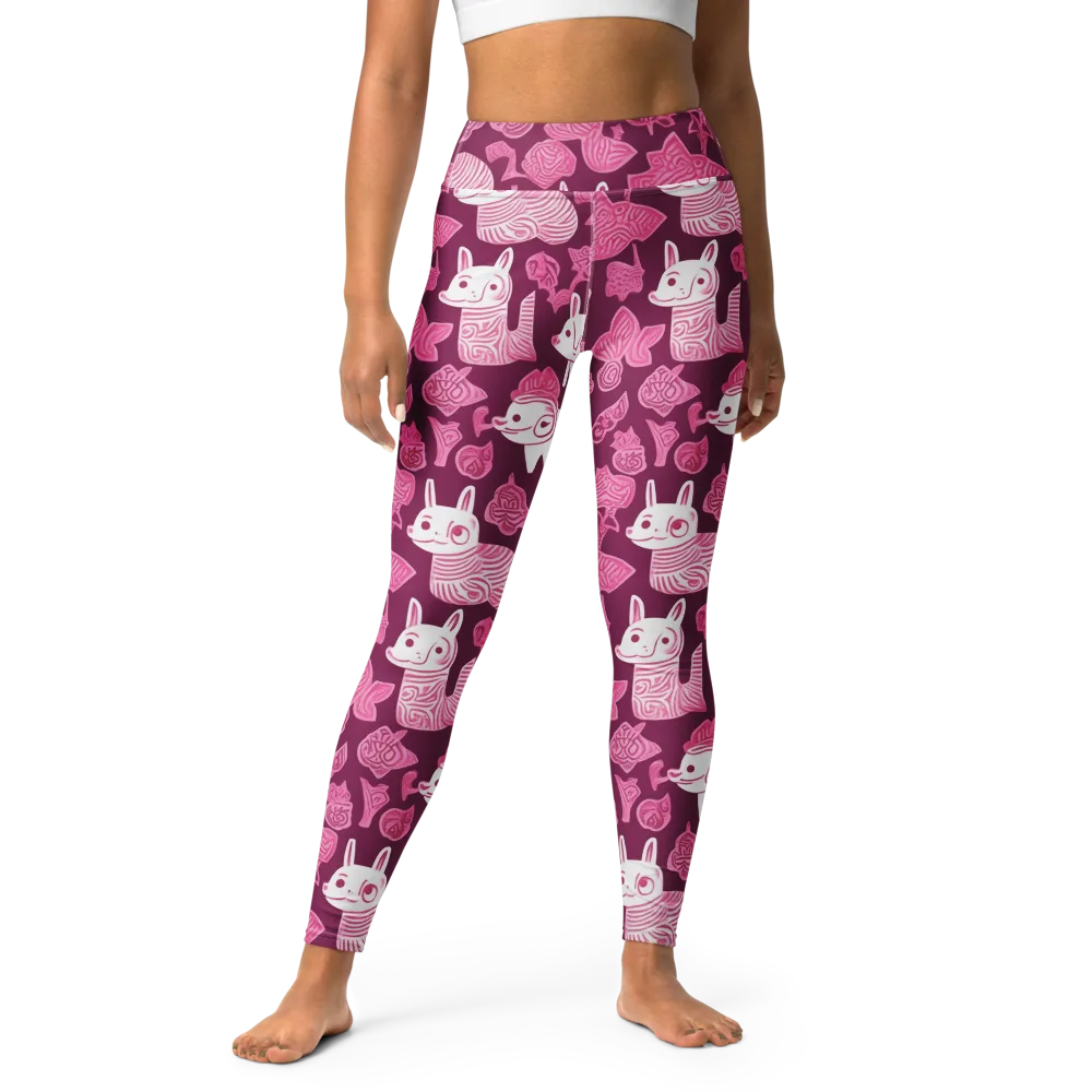 Pink Arcade on Yoga Leggings — Front