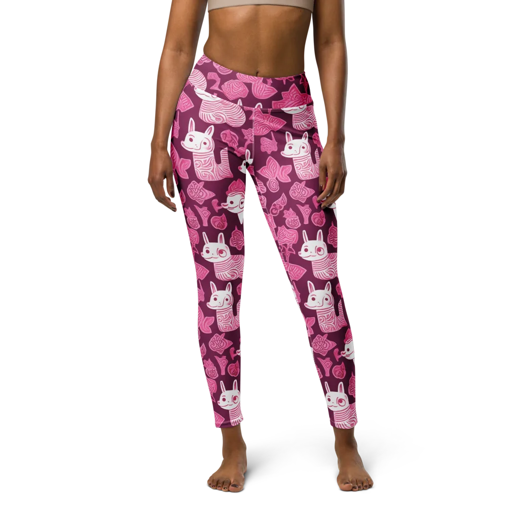 Pink Arcade on Yoga Leggings — Front