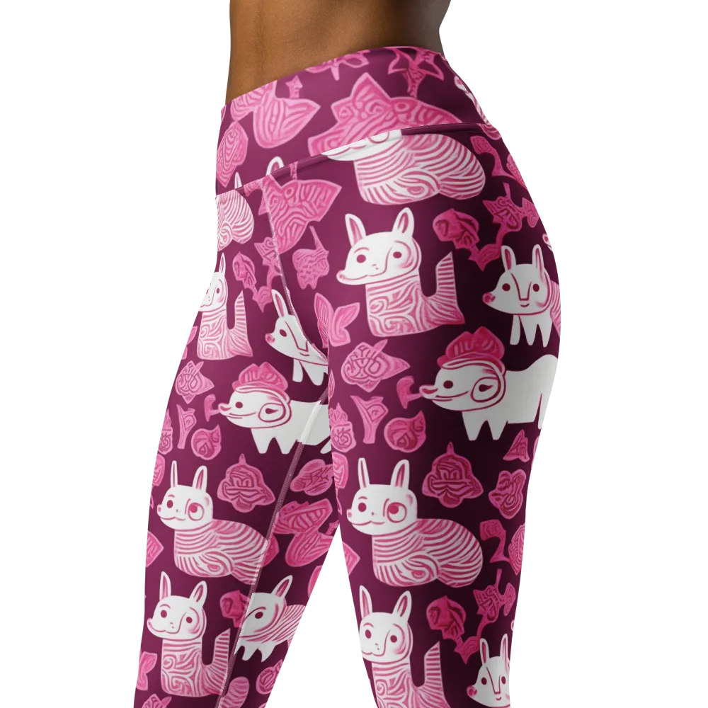 Pink Arcade on Yoga Leggings — Left Front