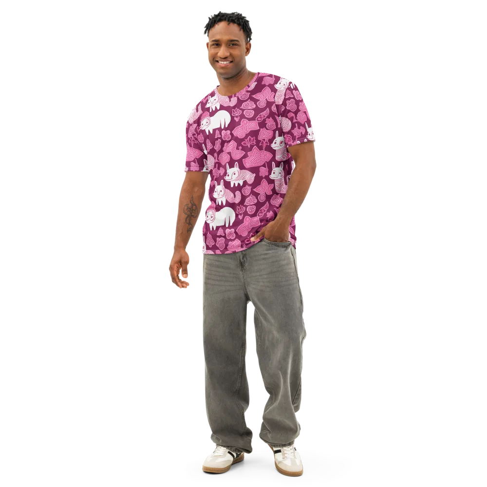 Pink Arcade on Men's Cotton Crew Neck T-Shirt — Front