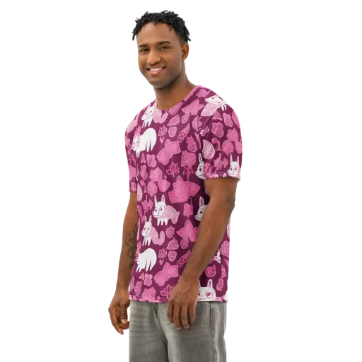Pink Arcade on a Men's Cotton Crew Neck T-Shirt