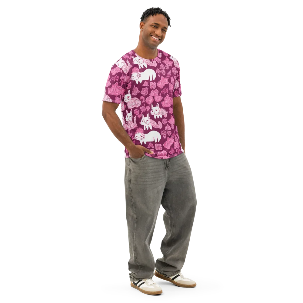 Pink Arcade on Men's Cotton Crew Neck T-Shirt — Right Front
