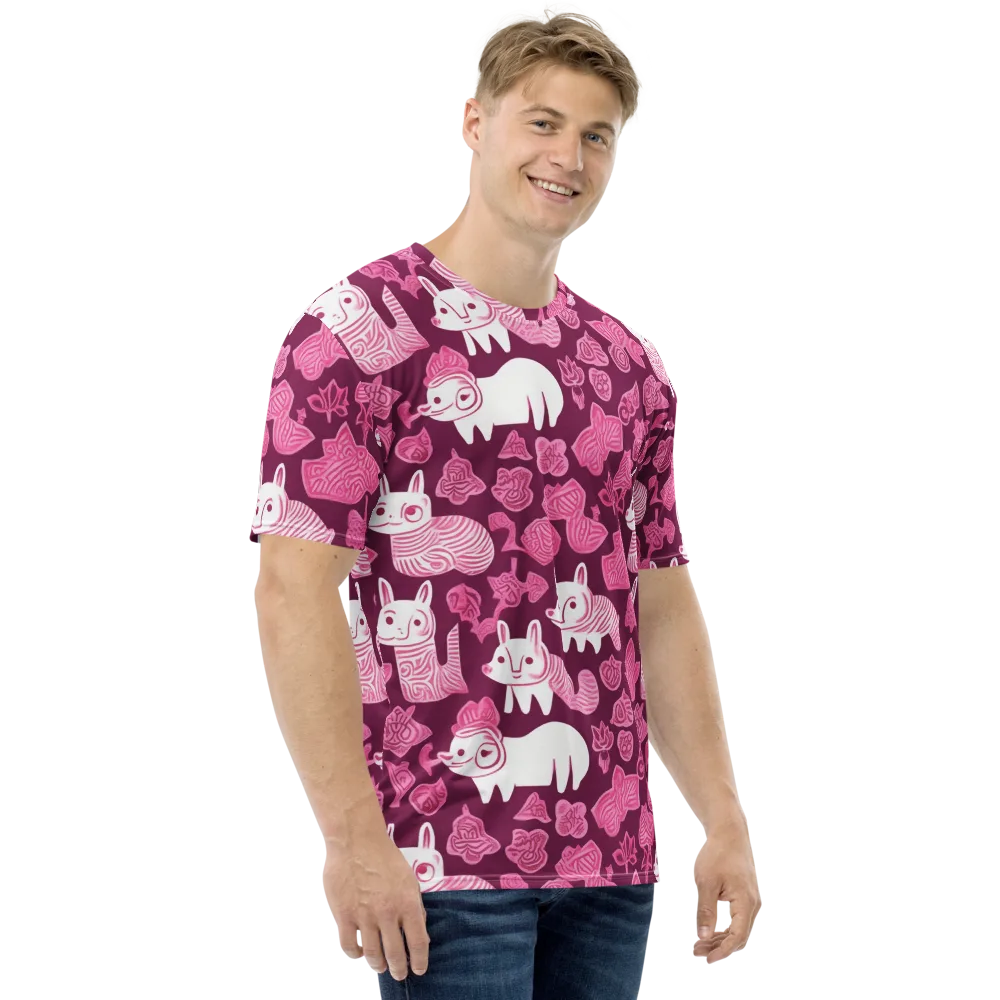 Pink Arcade on Men's Crew Neck T-Shirt — Right