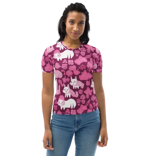 Pink Arcade on a Women's Crew Neck T-Shirt