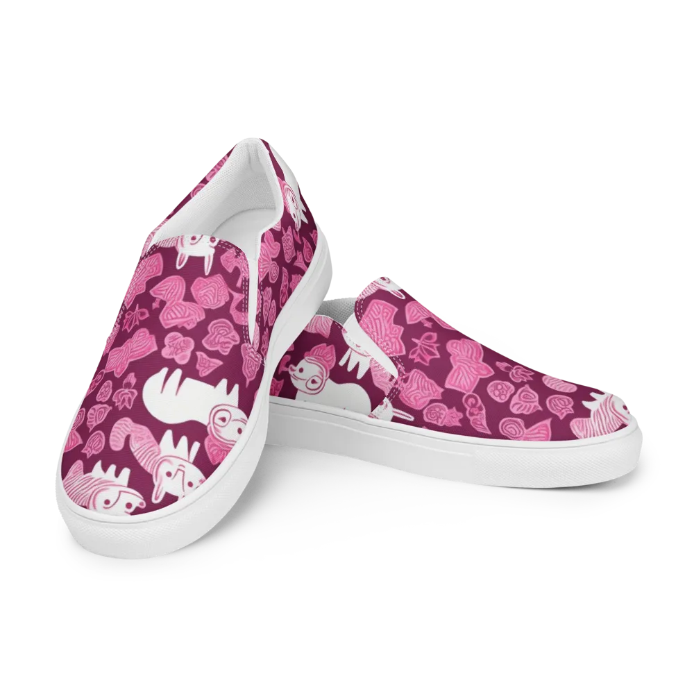 Pink Arcade on Men's Slip-On Canvas Shoes — Left Front
