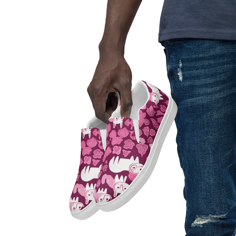 Pink Arcade on Men's Slip-On Canvas Shoes — Left Front