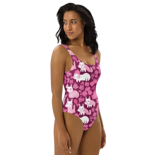 Pink Arcade on a One-Piece Swimsuit