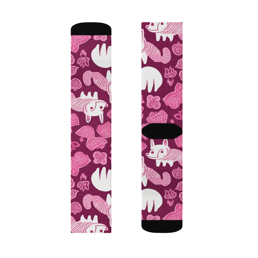 Pink Arcade on Socks — Right Sock