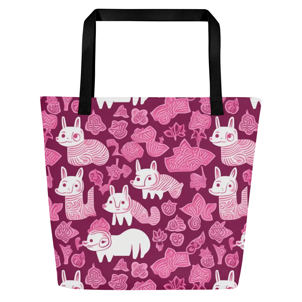 Pink Arcade on Large Tote Bag W/ Pocket — Front