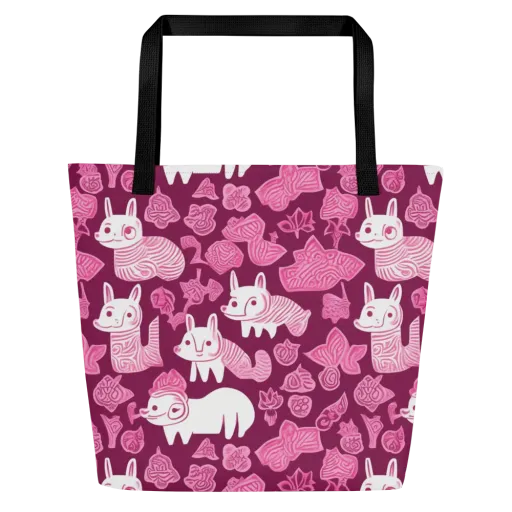 Pink Arcade on a Large Tote Bag W/ Pocket