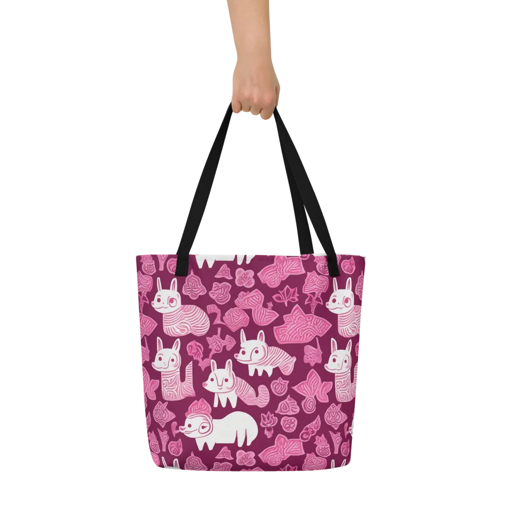 Pink Arcade on Large Tote Bag W/ Pocket — Front