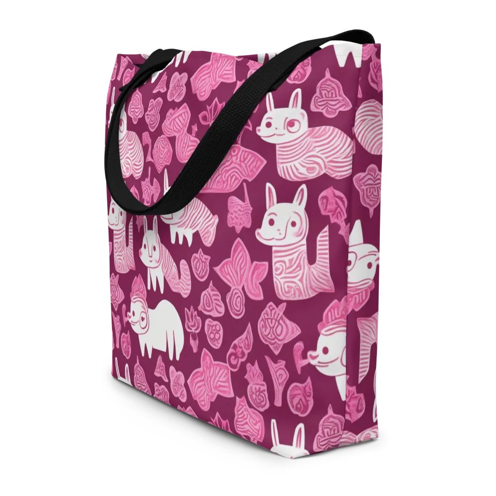 Pink Arcade on Large Tote Bag W/ Pocket — Front