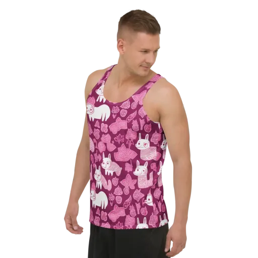 Pink Arcade on a Men's Tank Top